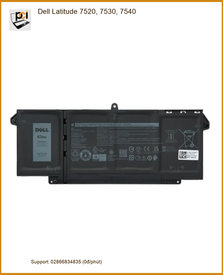 Pin Laptop Dell Latitude 7520, 7530, 7540 - Thay Pin Trong Ngày TPHCM