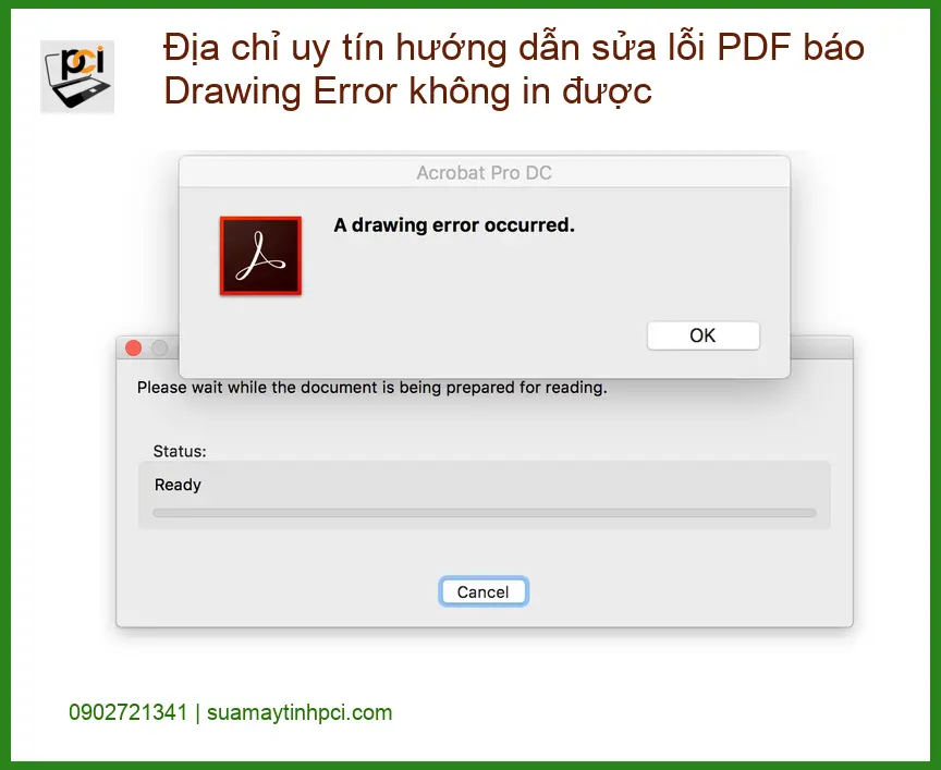 Windows lỗi PDF Drawing Error không in được – Địa chỉ trung tâm hỗ trợ gần đây