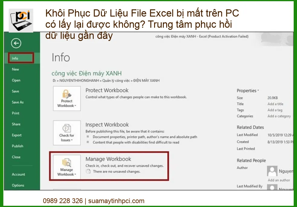 Khôi Phục Dữ Liệu File Excel Bị Mất Trên PC Có Lấy Lại Được Không? – Địa Chỉ Phục Hồi Dữ Liệu Uy Tín Gần Đây