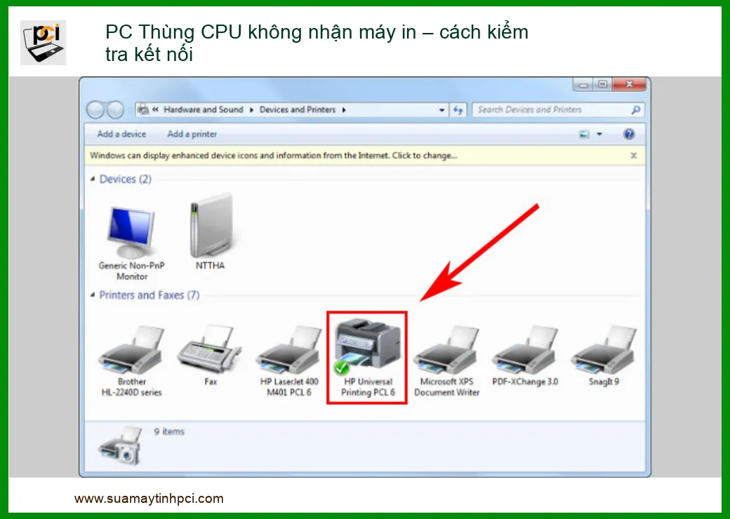 PC Thùng CPU không nhận máy in – Cách kiểm tra và xử lý nhanh