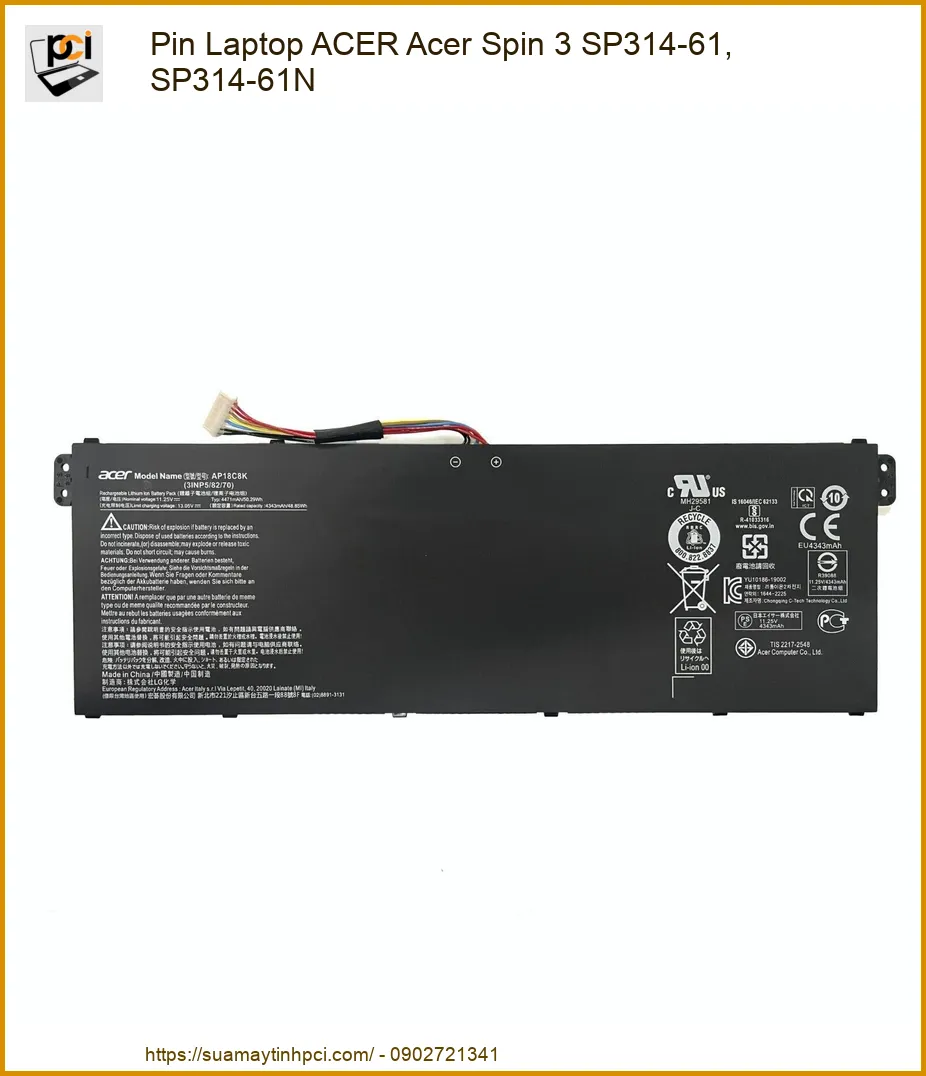 Pin Laptop ACER Spin 3 SP314-61, SP314-61N Chính Hãng - Thay Tận Nơi, Bảo Hành Uy Tín