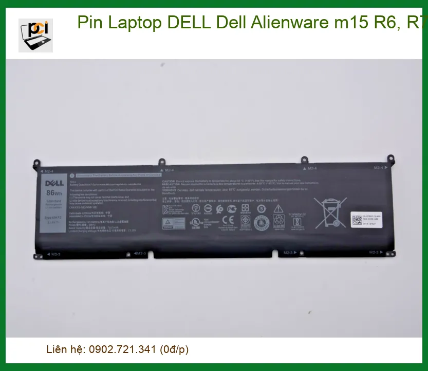 Pin Laptop DELL Alienware m15 R6 R7 Chính Hãng, Thay Pin Tận Nơi, Bảo Hành Uy Tín
