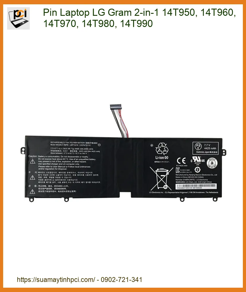 Pin Laptop LG Gram 2-in-1 14T950, 14T960, 14T970, 14T980, 14T990 - Thay Pin Chính Hãng, Lấy Ngay!