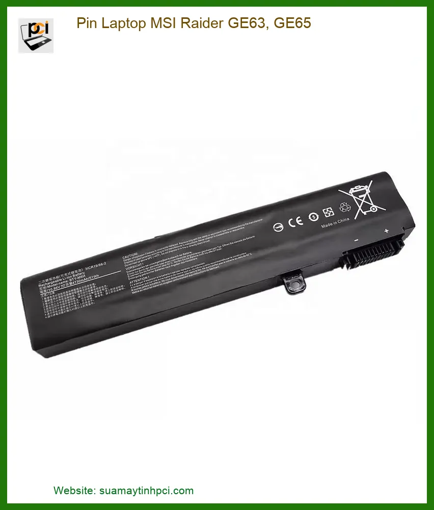 Pin Laptop MSI Raider GE63, GE65 - Dịch vụ thay pin lấy liền tại TPHCM