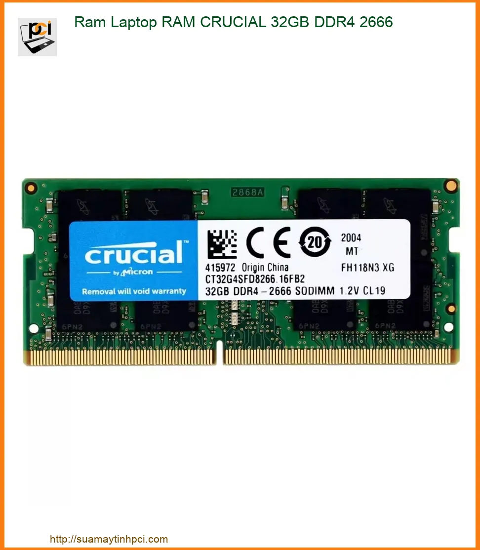 Ram Laptop Crucial 32GB DDR4 2666MHz - Địa chỉ Thay lấy ngay TPHCM