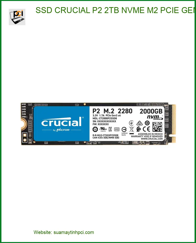 Ổ cứng Laptop SSD CRUCIAL P2 2TB NVME M2 | Lắp đặt nhanh tại TPHCM