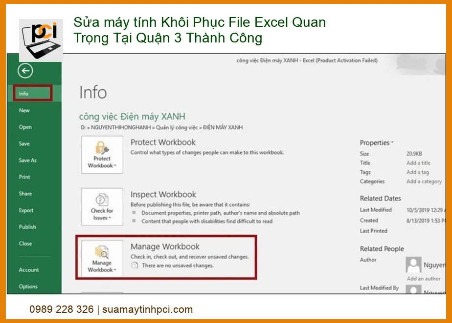 Giải Cứu Dữ Liệu: Sửa Máy Tính Khôi Phục File Excel Quan Trọng Tại Quận 3 Thành Công Ngay Lập Tức!