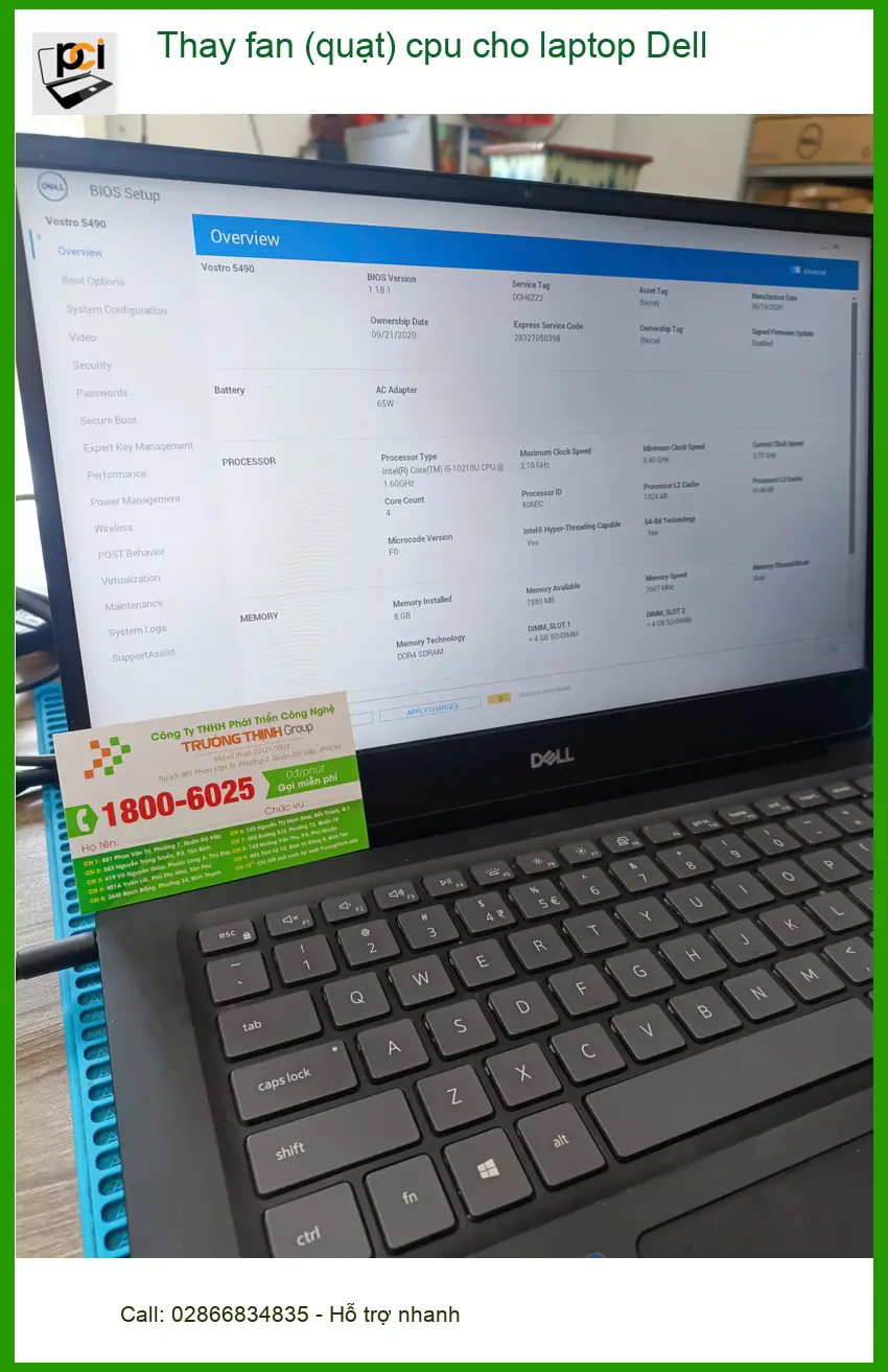 Anh Trường kỹ sư tìm chỗ thay fan CPU laptop Dell Quận Tân Phú