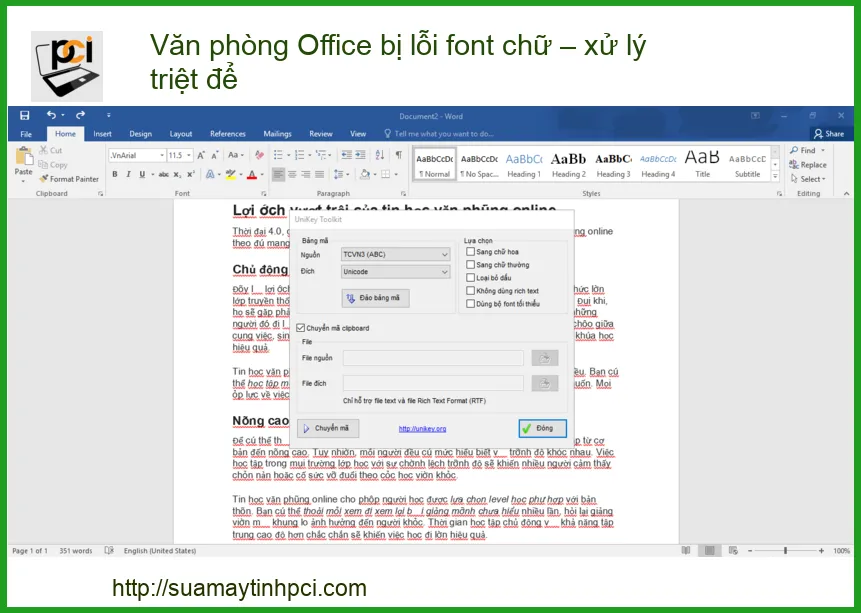 Văn phòng Office bị lỗi font chữ – Xử lý triệt để từ A đến Z