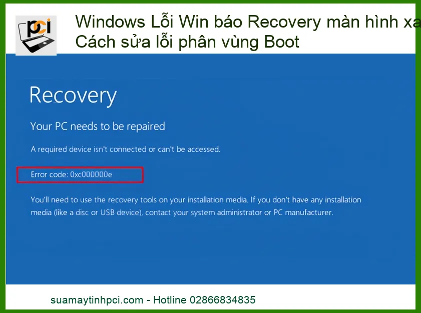 Windows Lỗi Win báo Recovery Màn Hình Xanh, Lỗi Phân Vùng Boot – Khắc Phục Triệt Để, Lấy Liền Tại Chỗ