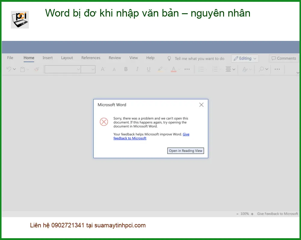 Văn phòng Word bị đơ khi nhập văn bản – Trung tâm sửa máy tính gần đây