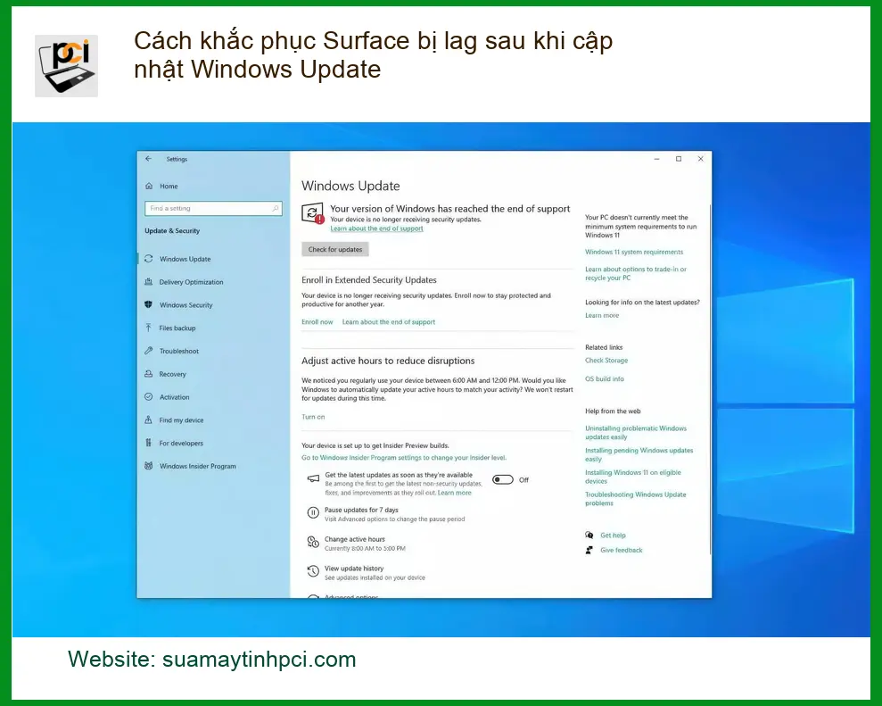 Cách khắc phục bị lag sau khi cập nhật Windows Update – Trung tâm hỗ trợ gần đây