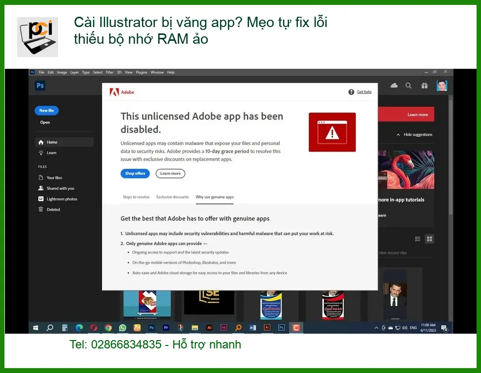 Cài Illustrator văng app? Mẹo fix lỗi RAM ảo – Trung tâm hỗ trợ