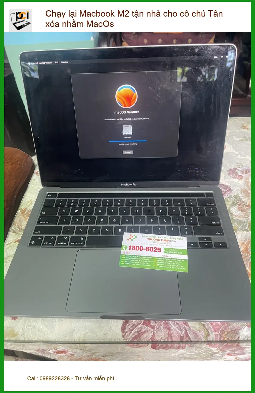Dịch vụ cài lại Macbook M2 tận nhà cho cô Nguyệt xóa nhầm MacOS Quận Phú Nhuận ảnh thực tế 1