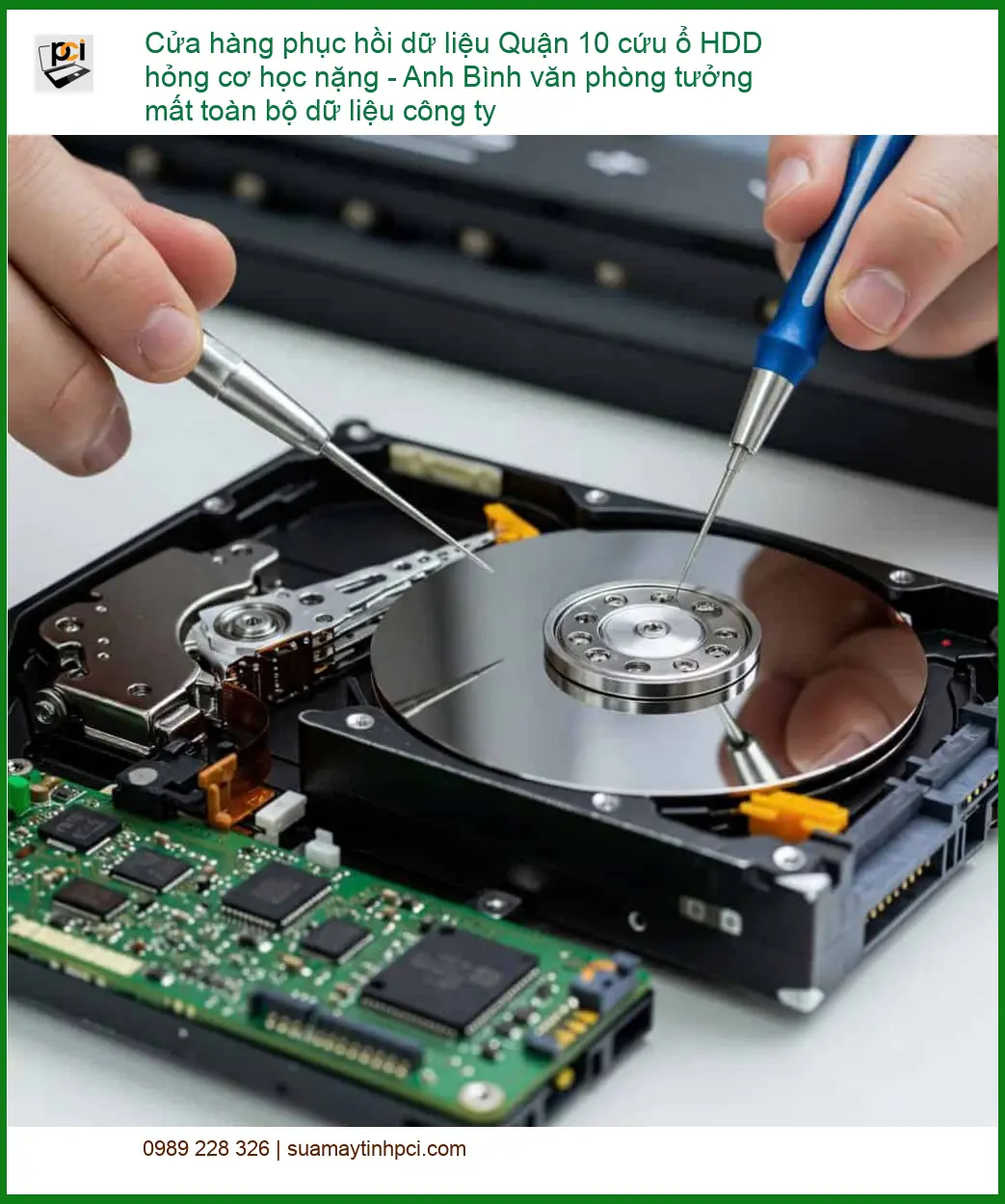 Khôi Phục Dữ Liệu Quận 10 ổ HDD hỏng cơ học – Dịch vụ cứu dữ liệu khẩn cấp