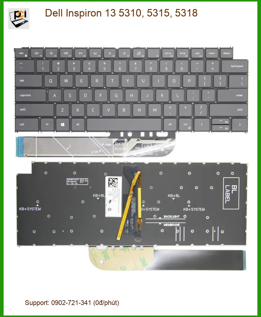 Bàn phím Laptop Dell Inspiron 13 5310, 5315, 5318 - Thay Lấy Nhanh TPHCM Giá Rẻ