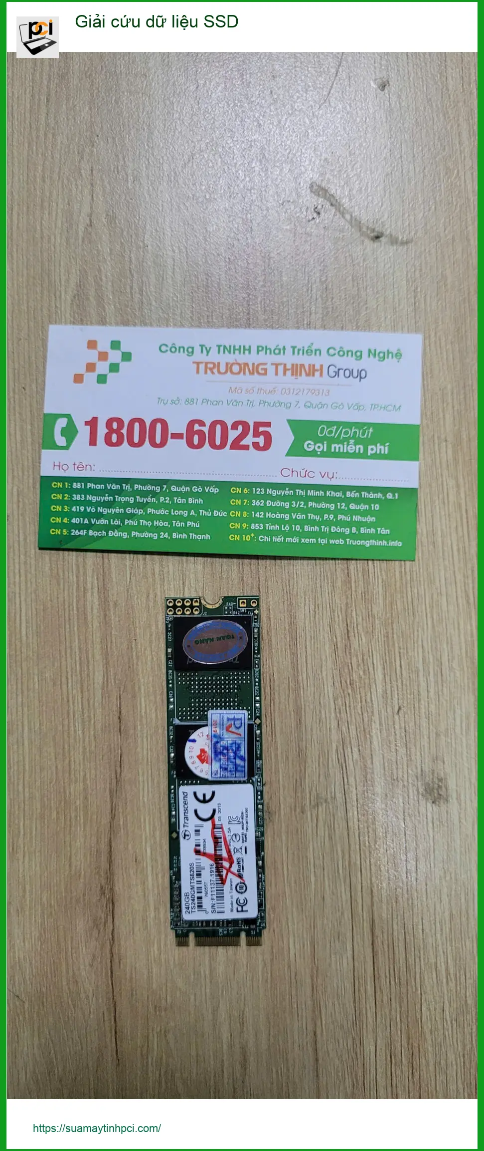 Chị Thảo lo lắng mất dữ liệu SSD quan trọng - Tìm nơi giải cứu ở Bình Tân ảnh thực tế 2