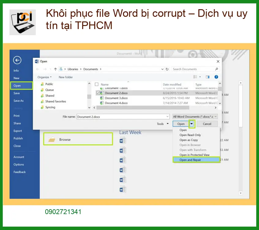 Khôi Phục Dữ Liệu phục file Word bị corrupt – Trung tâm hỗ trợ TPHCM