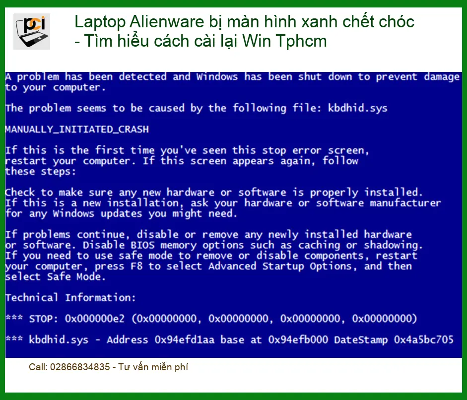 Sửa Laptop Alienware bị màn hình xanh chết chóc – Trung tâm hỗ trợ TPHCM