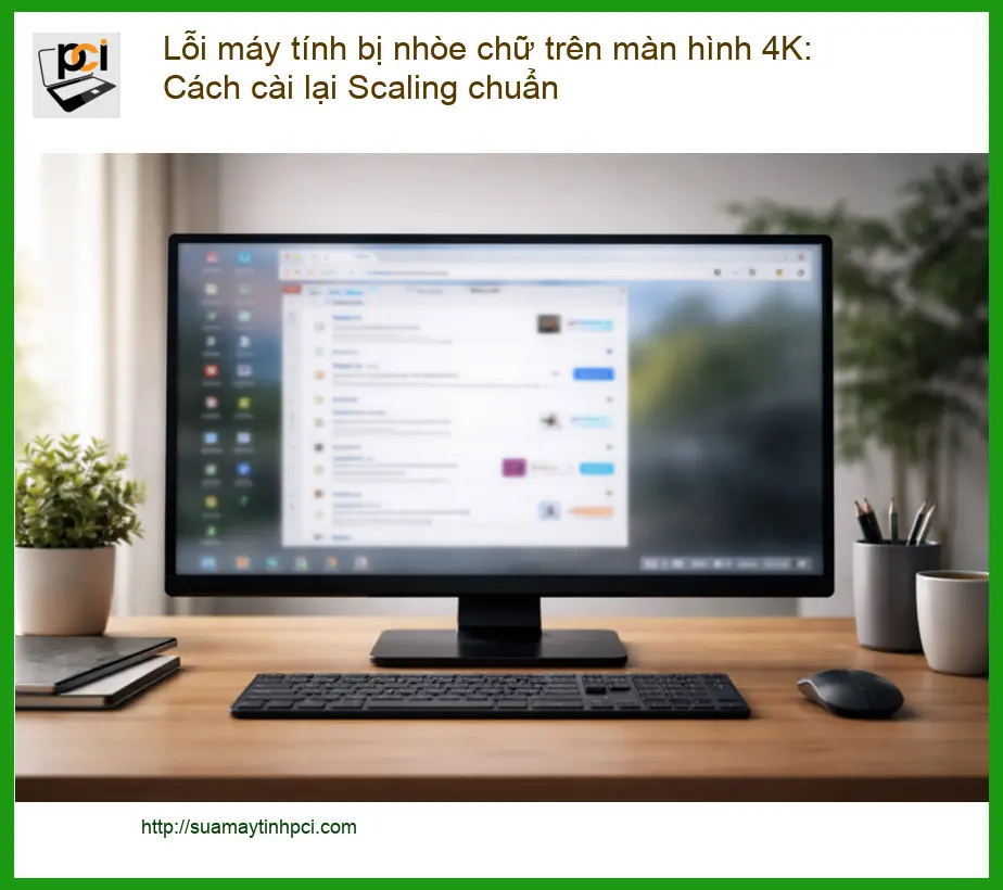 Lỗi máy tính nhòe chữ 4K: Cài Scaling chuẩn – Sửa PC uy tín TPHCM