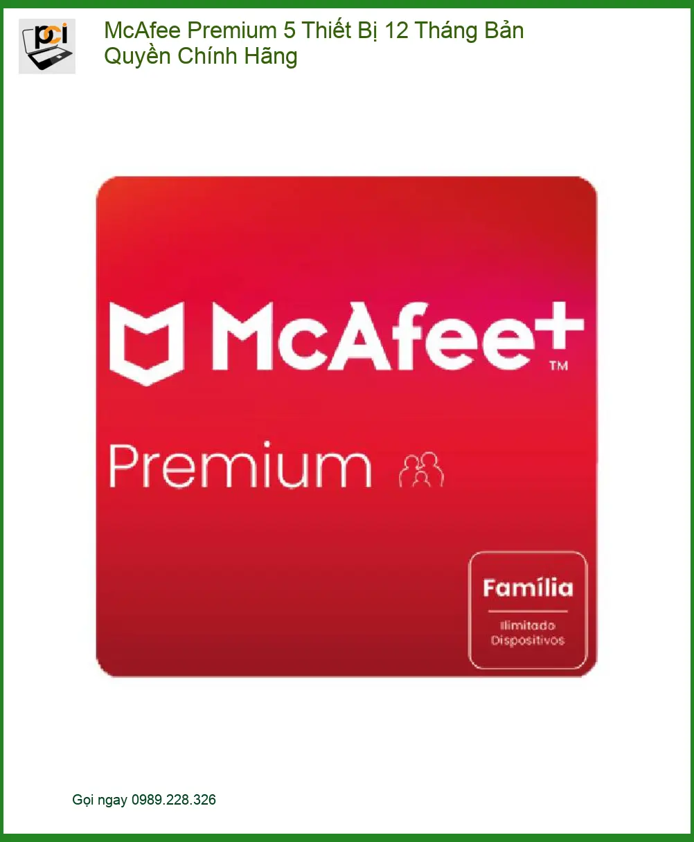 McAfee Antivirus Premium 5 Thiết Bị - Cửa Hàng PCI TPHCM Giá Rẻ
