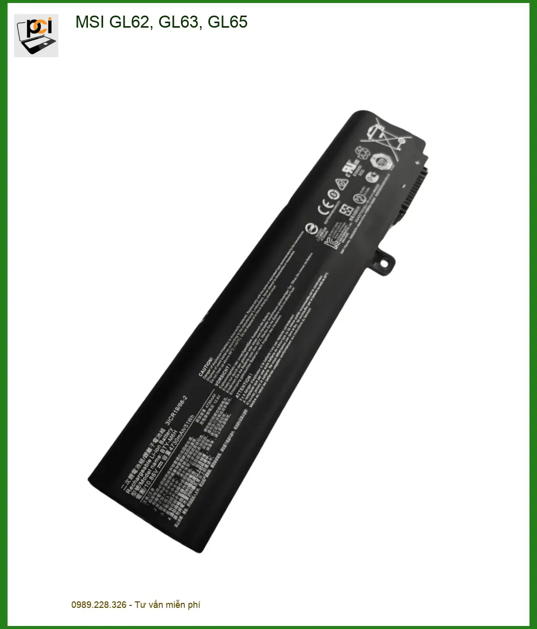 Pin Laptop MSI GL62 GL63 GL65 - Lấy Liền TPHCM, Giá Tốt Nhất