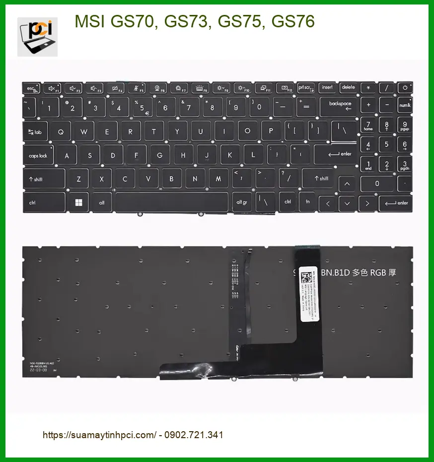 Bàn phím Laptop MSI GS70, GS73, GS75, GS76 - Thay Lấy Ngay - Giá Rẻ TPHCM