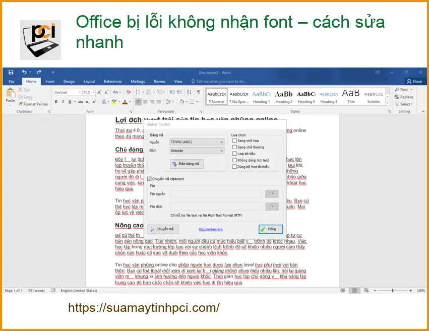 Văn phòng Office bị lỗi không nhận font – Địa chỉ trung tâm hỗ trợ gần đây