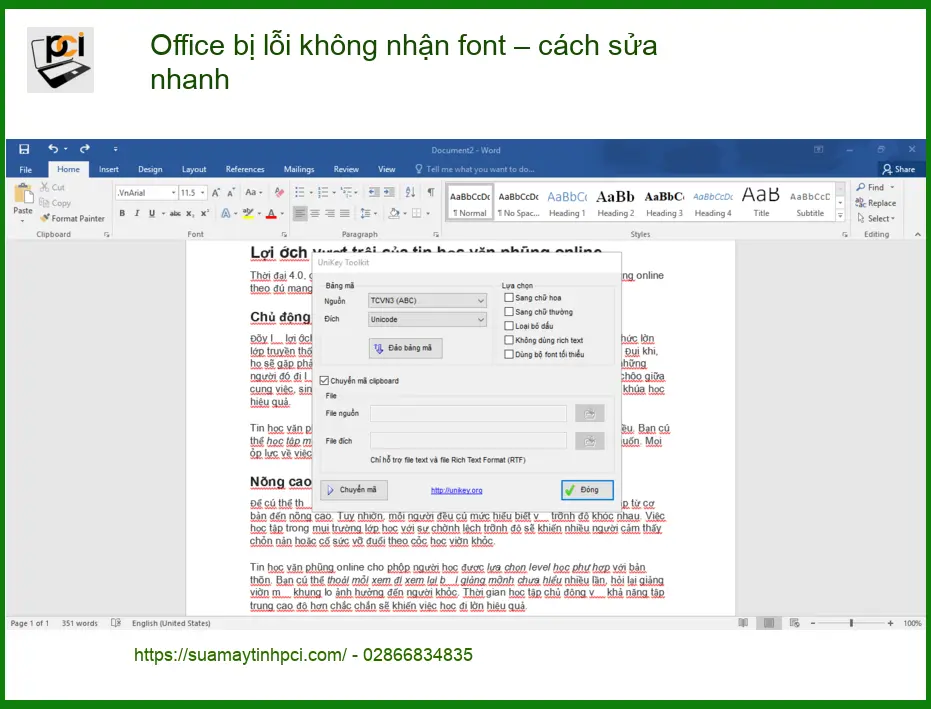 Văn phòng Office bị lỗi không nhận font – Cách tự xử lý tại nhà