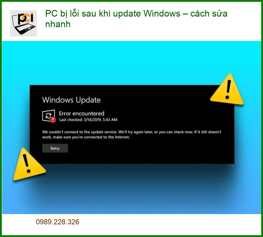 PC bị lỗi sau khi update Windows Win 10/11 – Trung tâm hỗ trợ gần đây