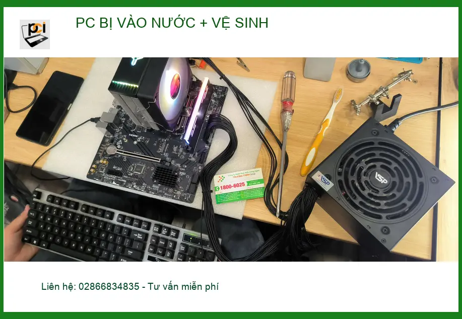 Chị Thuỳ lo lắng PC bị vào nước – Trung tâm khắc phục, vệ sinh PC Quận 9 lấy liền
