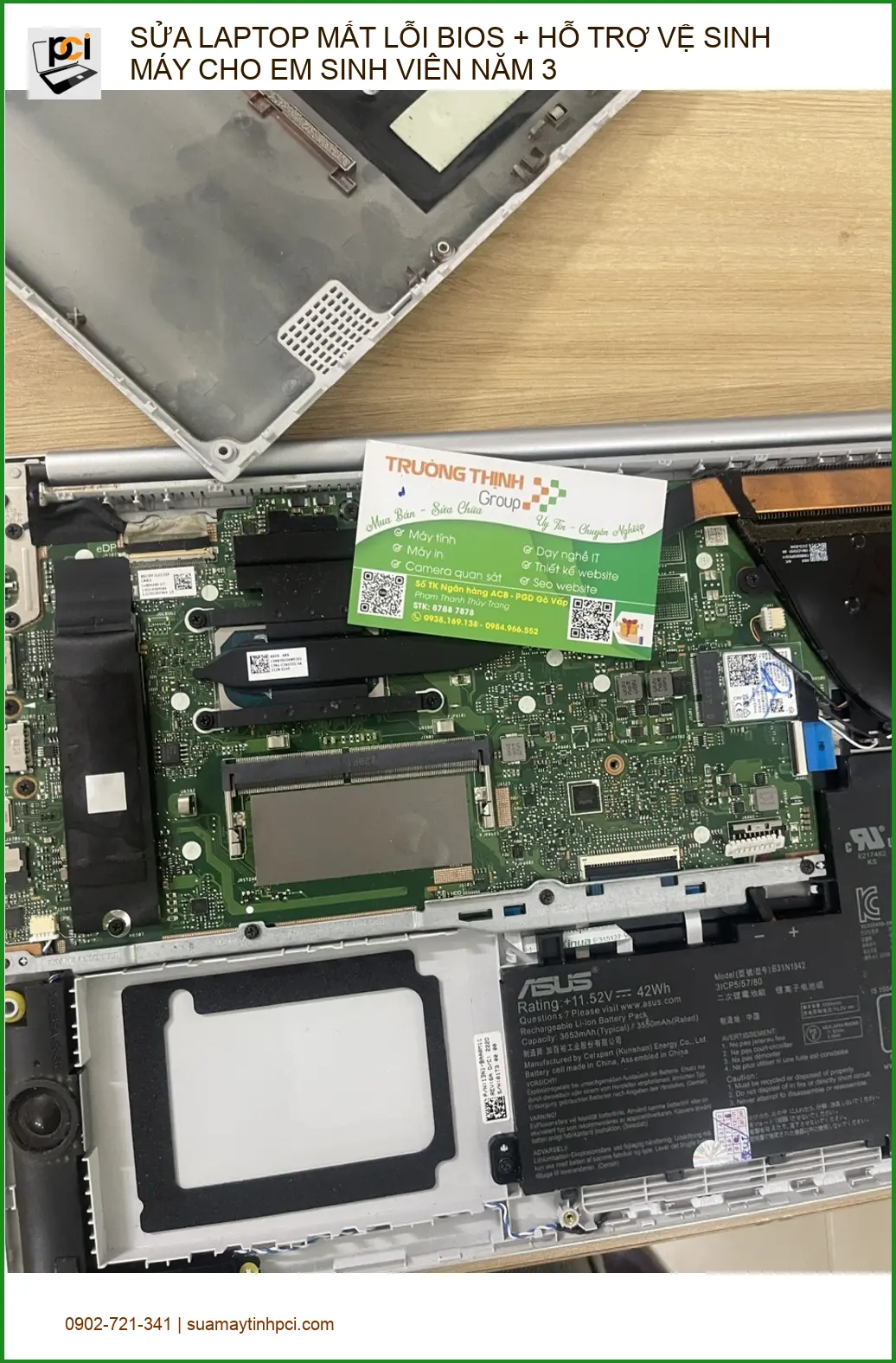Em Khánh sinh viên năm 3 Quận Phú Nhuận: Sửa laptop mất BIOS, vệ sinh máy.