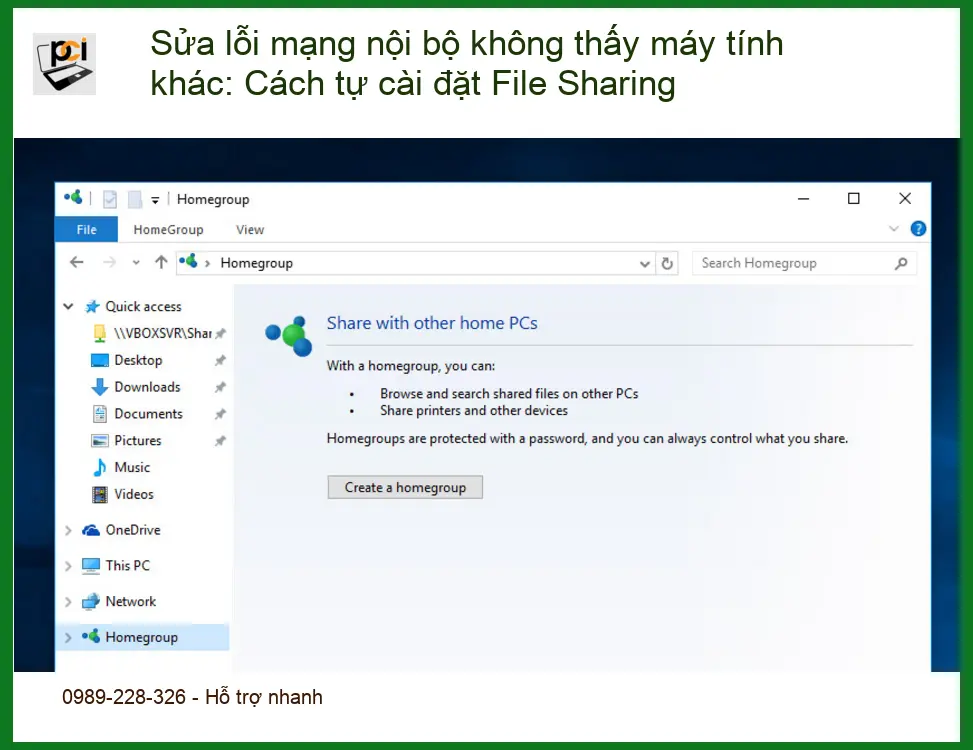 Sửa lỗi mạng nội bộ không thấy máy tính – Cách cài File Sharing