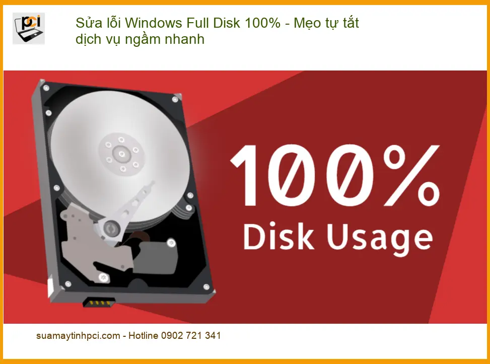Windows Sửa lỗi Full Disk 100% nhanh – Địa chỉ trung tâm hỗ trợ gần đây