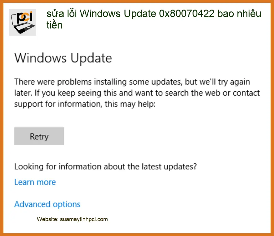 Sửa Laptop lỗi Windows Update 0x80070422 – Địa chỉ trung tâm hỗ trợ gần đây