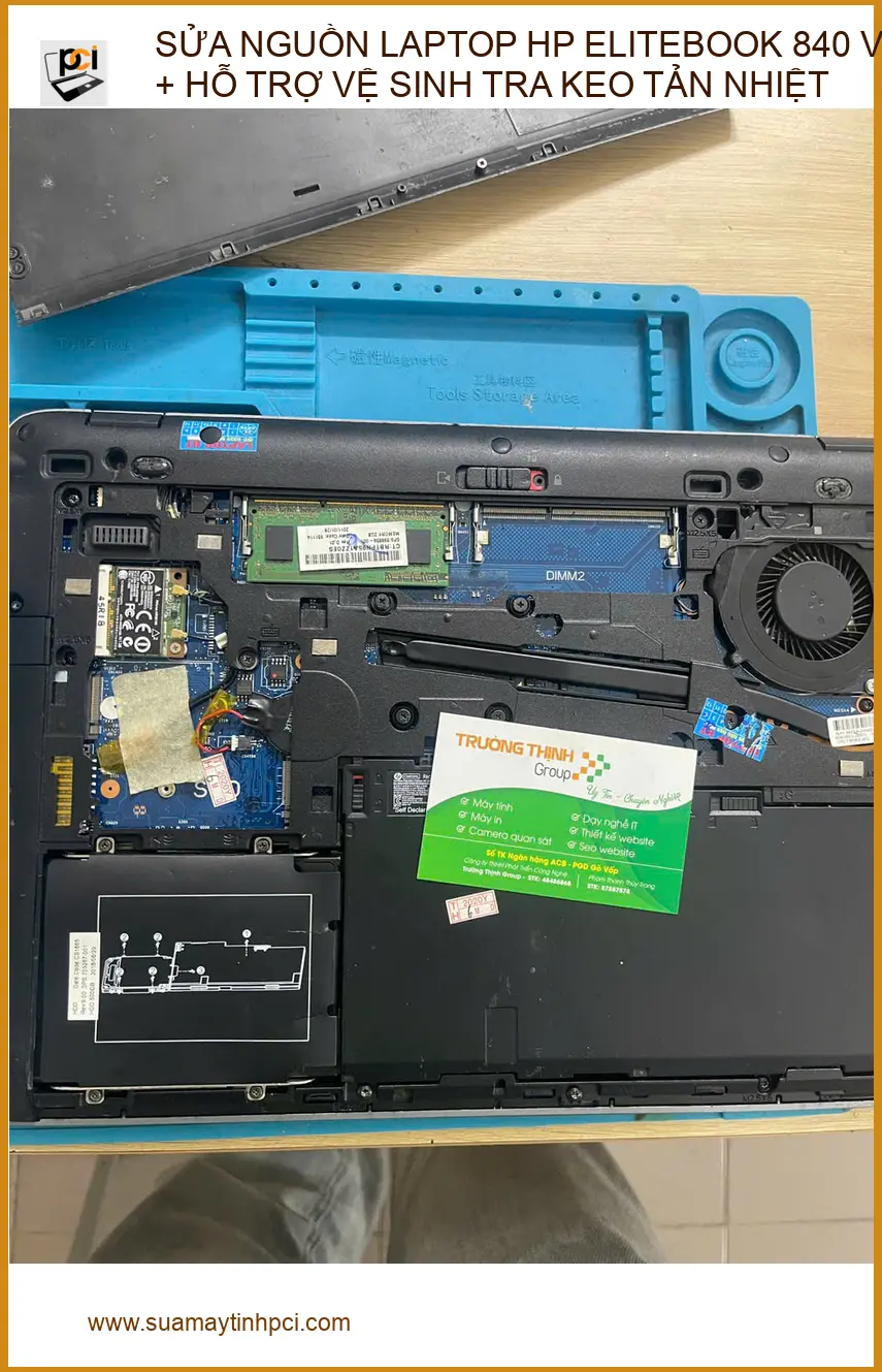 Anh Khôi sửa nguồn laptop HP EliteBook 840 vào nước, vệ sinh tản nhiệt Q.Phú Nhuận
