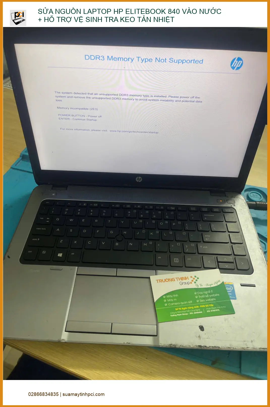 Anh Khôi sửa nguồn laptop HP EliteBook 840 vào nước, vệ sinh tản nhiệt Q.Phú Nhuận ảnh thực tế 1