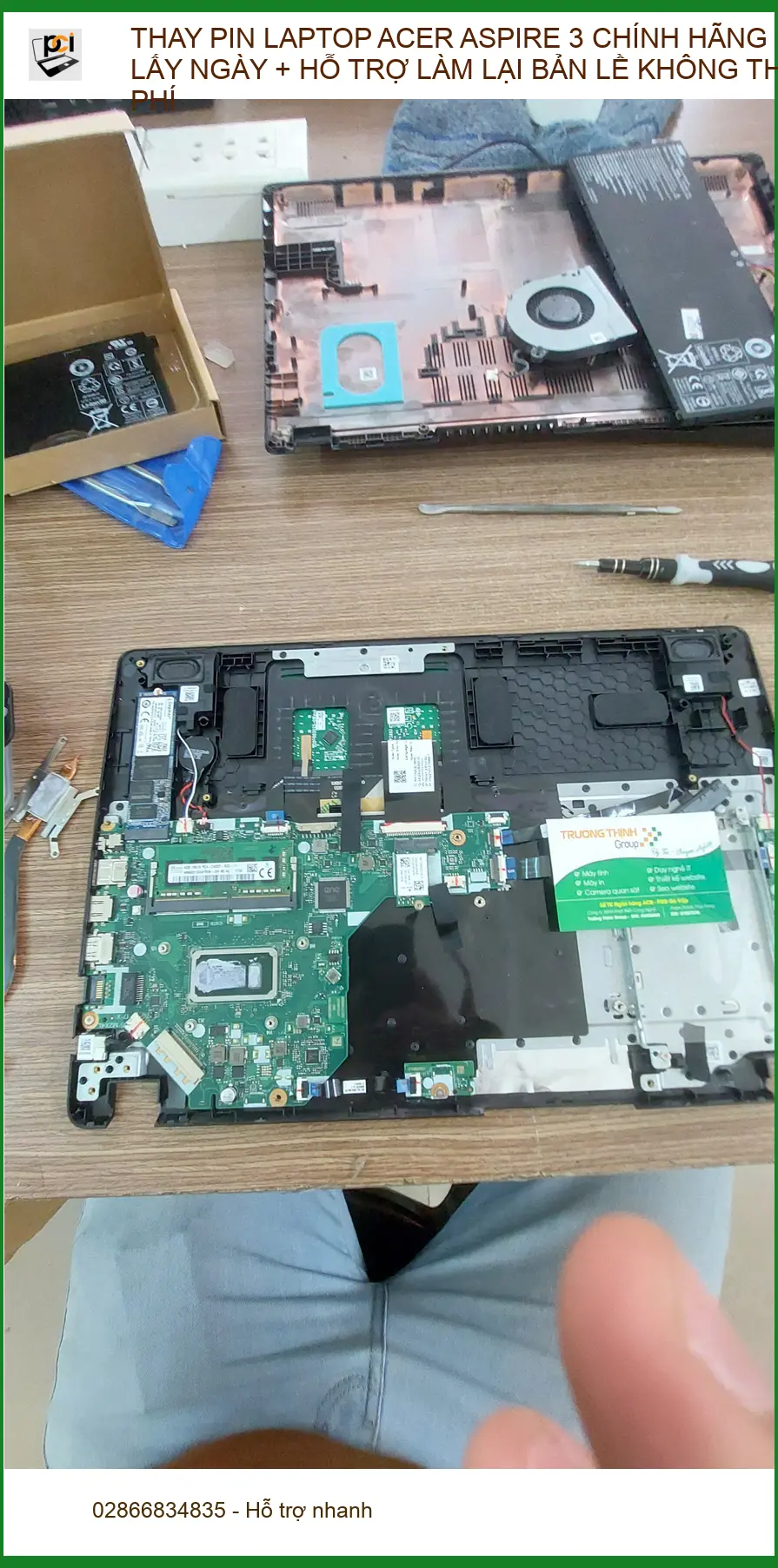 Chị Ngọc tìm chỗ thay pin Acer Aspire 3, làm lại bản lề tại Phú Nhuận