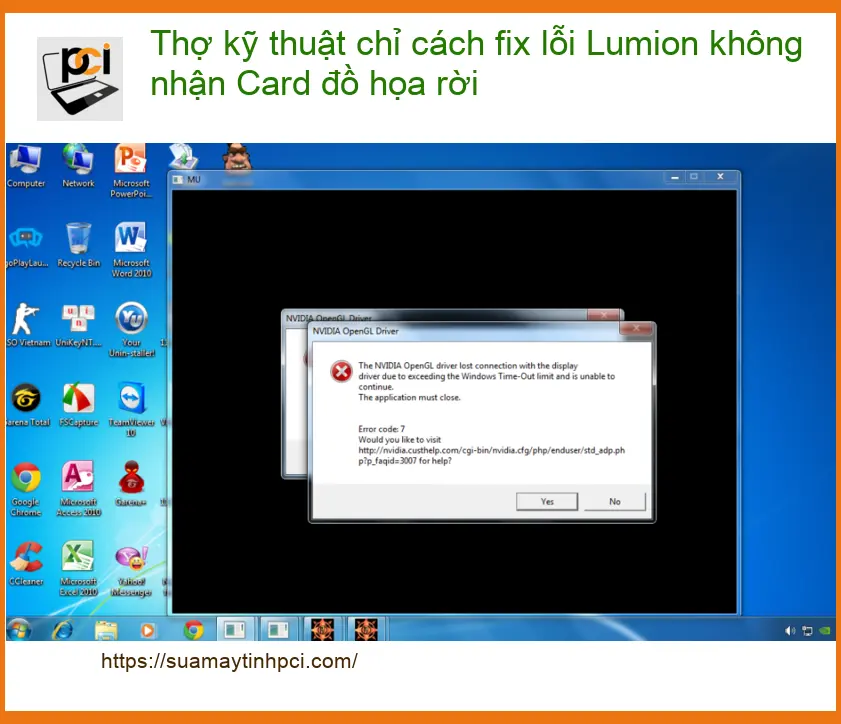 Lumion không nhận VGA: Cách fix lỗi hiệu quả tại nhà, trung tâm PCI