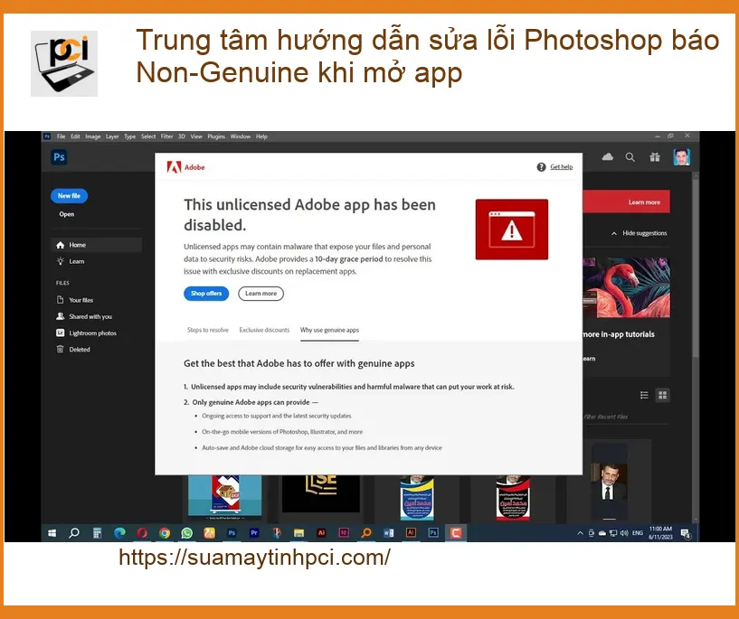 Sửa lỗi Photoshop báo Non-Genuine khi mở app – PCI TPHCM