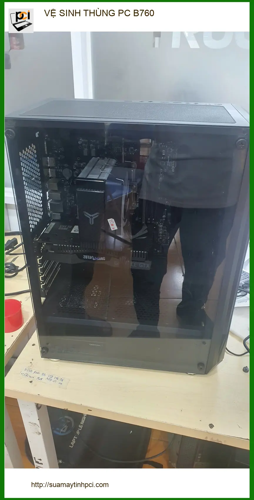 Chị Thanh nhà thiết kế đồ họa review tiệm vệ sinh thùng PC B760 Gò Vấp