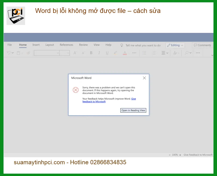 Văn phòng Word bị lỗi không mở được file – Địa chỉ sửa máy tính uy tín TPHCM