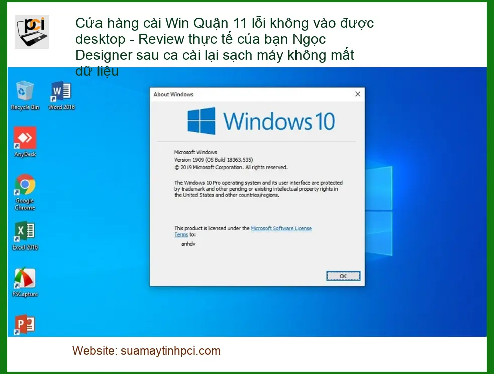 Windows Cửa hàng cài Win Quận 11 lỗi desktop mất dữ liệu – Địa chỉ trung tâm hỗ trợ