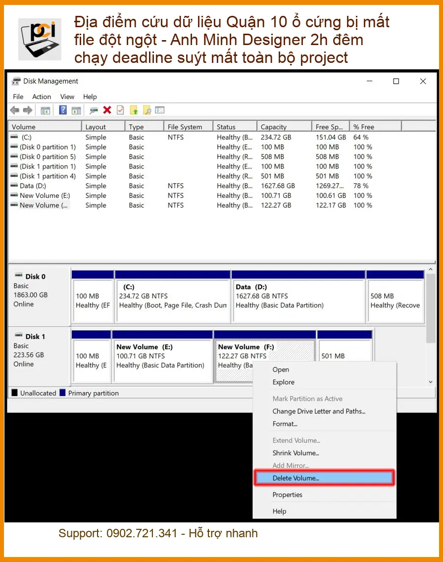 Khôi phục dữ liệu Quận 10 ổ cứng mất file – Thợ cứu nhanh TPHCM