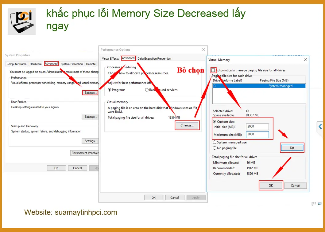 Sửa Laptop Memory Size Decreased lấy ngay – Trung tâm uy tín TPHCM