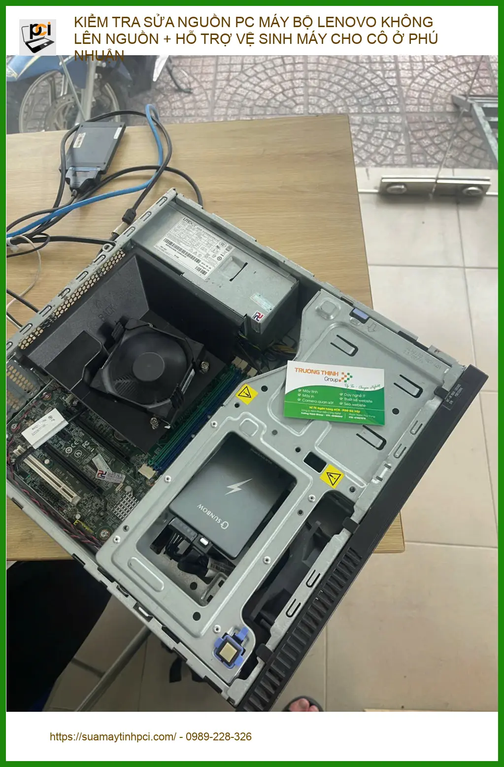 Cô Thu Hằng ở Phú Nhuận tìm chỗ sửa nguồn PC Lenovo, vệ sinh máy