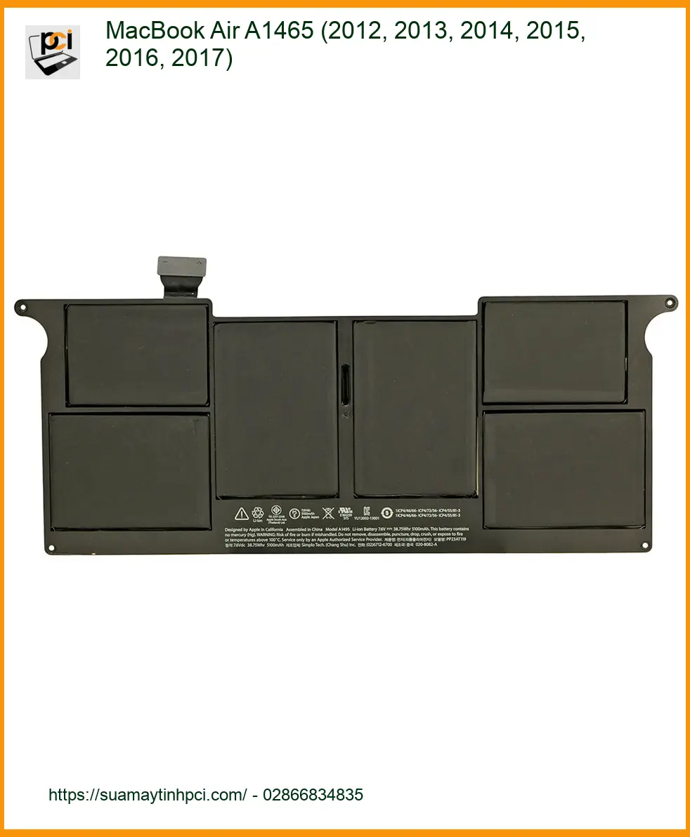 Pin Laptop APPLE MacBook Air A1465 - Thay Pin Nhanh, Uy Tín TPHCM