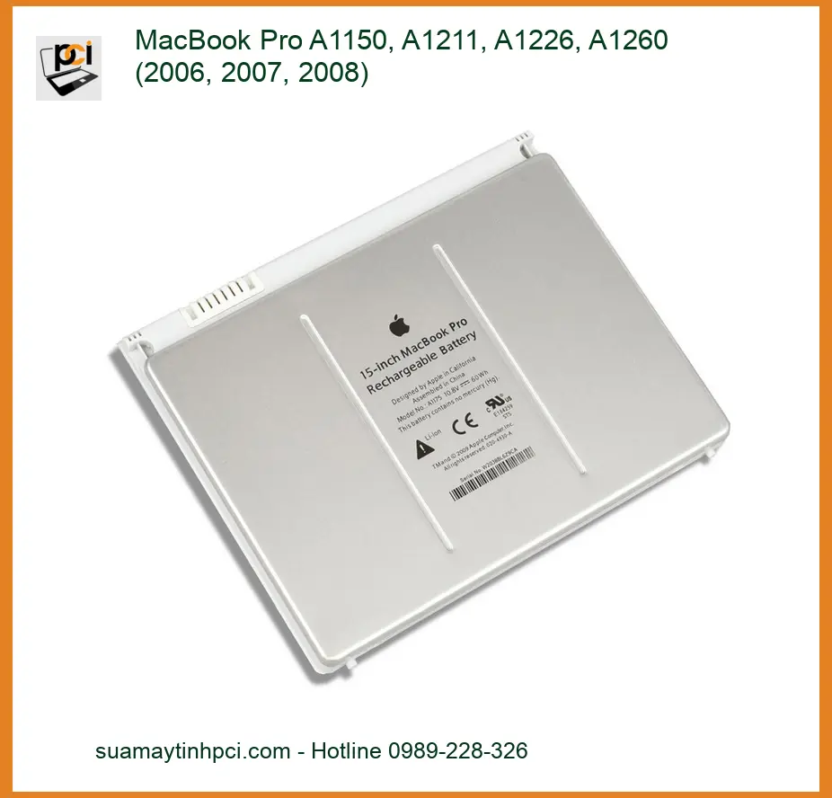 Pin Laptop MacBook Pro A1150 A1211 A1226 A1260 - Thay Nhanh, Giá Rẻ TPHCM