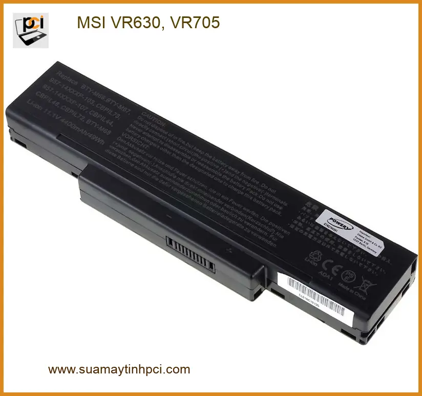 Pin Laptop MSI VR630, VR705 - Thay Lấy Liền, Giá Tốt Tại TPHCM