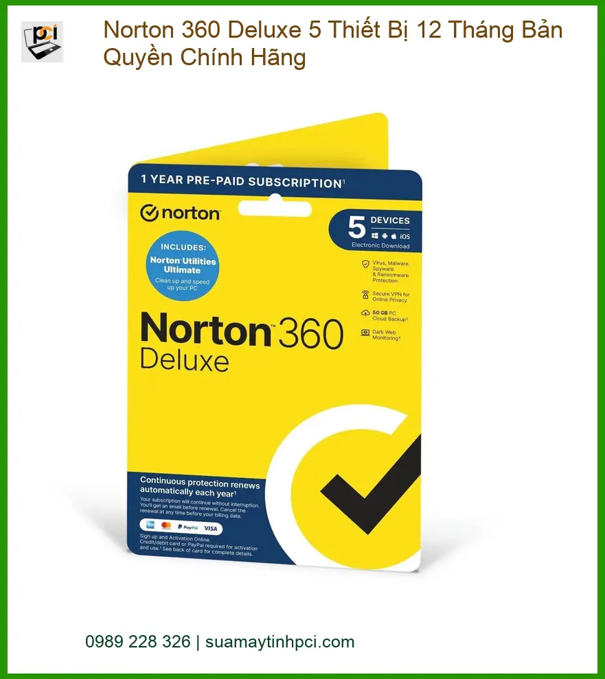 Antivirus Norton 360 Deluxe 5TB - Cài Đặt Nhanh TPHCM | Giá Rẻ